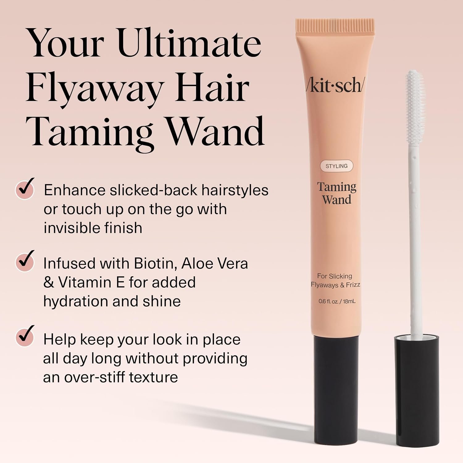 Kitsch Hair Taming Wand – With Biotin, Aloe & Vitamin E - 18mL | Fly Away Stick For Hair – Clear Hair Mascara for Flyaways, Baby Hair, Slick Back – Travel Size Hair Styling Products - Image 4