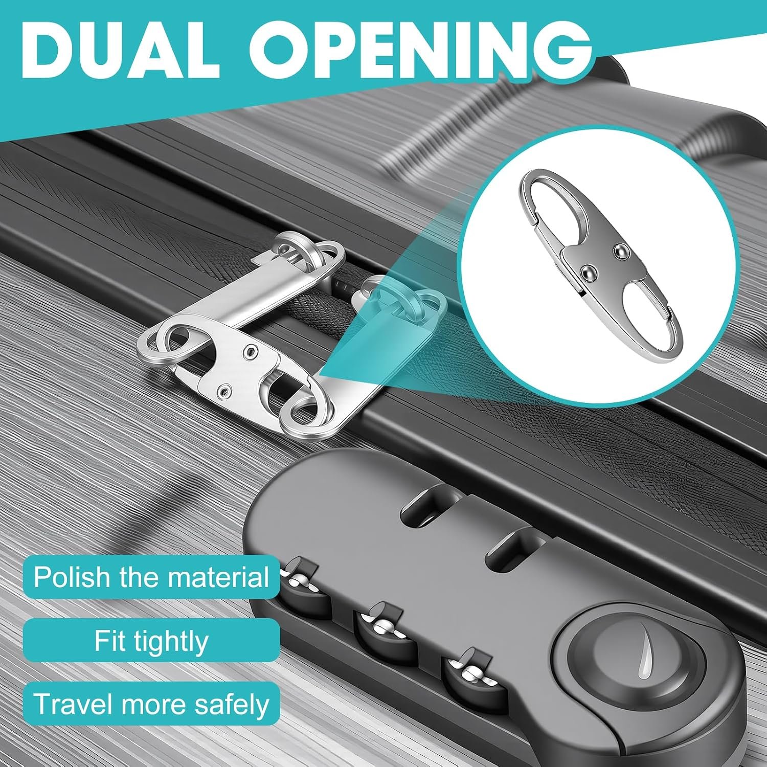 8 Pcs Anti-Theft Small Carabiner Clip, Double Opening Zipper Pull Replacement, Elegant Zinc Alloy Zipper Clips for Backpacks, Luggage, Duffel Bags, Travel Essentials - 4 Silver & 4 Gunmetal - Image 5