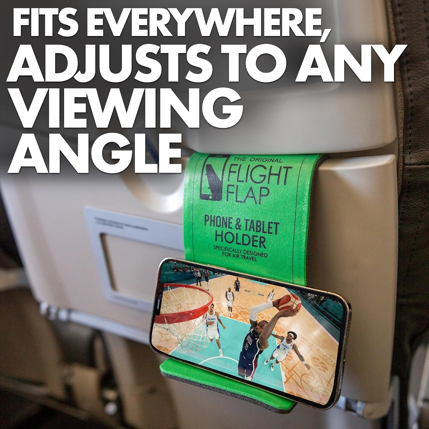 Foldable Airplane Phone Holder, Travel Phone Stand, Green | Use this flexible phone stand on a desk, bed, treadmill, office, kitchen counter, car headrest, or airplane seat back - Image 5