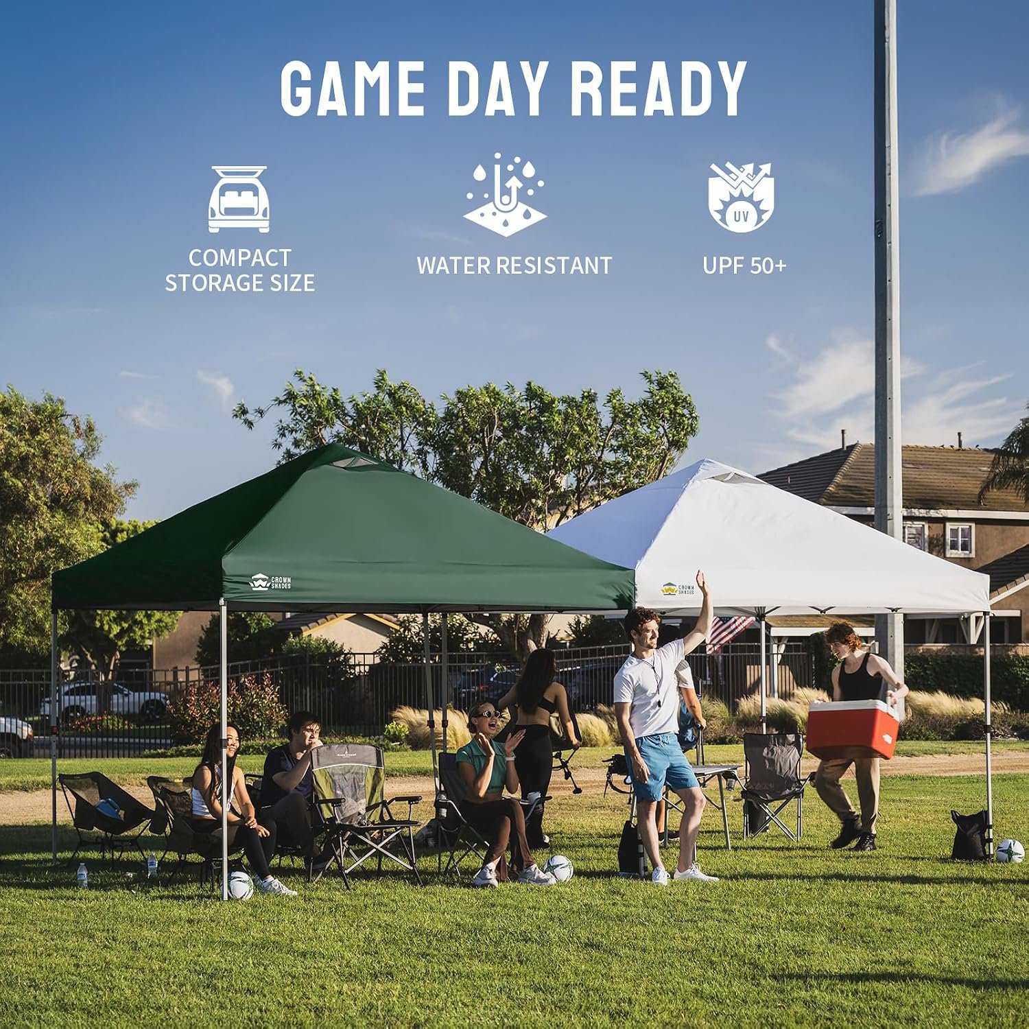 CROWN SHADES 10x10 Pop Up Canopy Tent with One Push Setup, Forest Green | Patented CenterLok, Easy Outdoor Sun Shade for Events, Parties, Camping - Gazebo with STO-N-Go Cover Bag, Silver-Coated Top - Image 8
