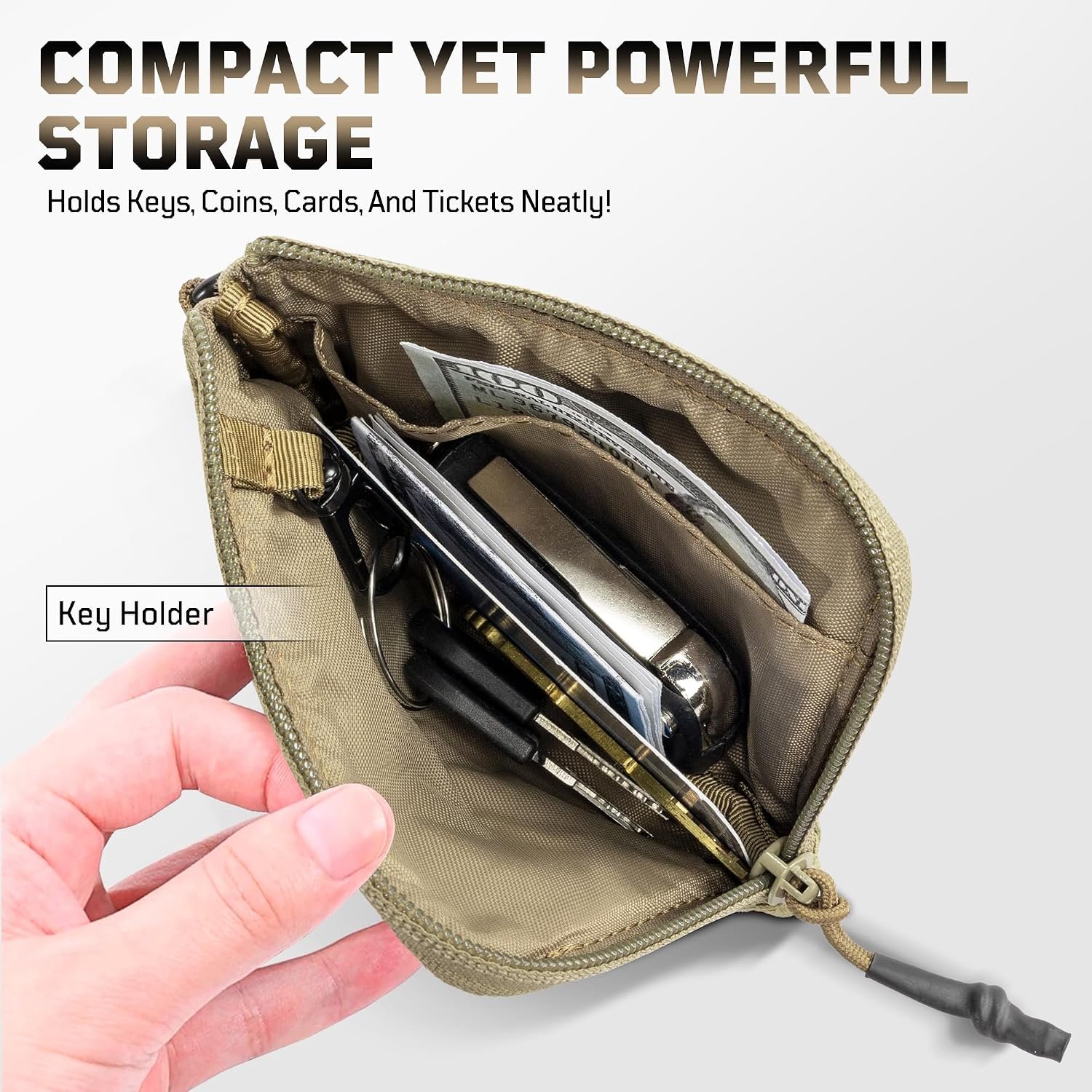 Coin Purse, 500D NYLON Small Coin Pouch for Men, Zipper Coin Pouch | Features ID card holder, compact money pouch design in simple style. Portable zipper wallet for men's daily EDC storage - Image 5