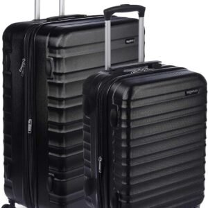 Amazon Basics 2-Piece Hardside Luggage Set (21" Carry-on, 30"), Expandable Suitcases with Spinner Wheels, Scratch-Resistant Surface, Black