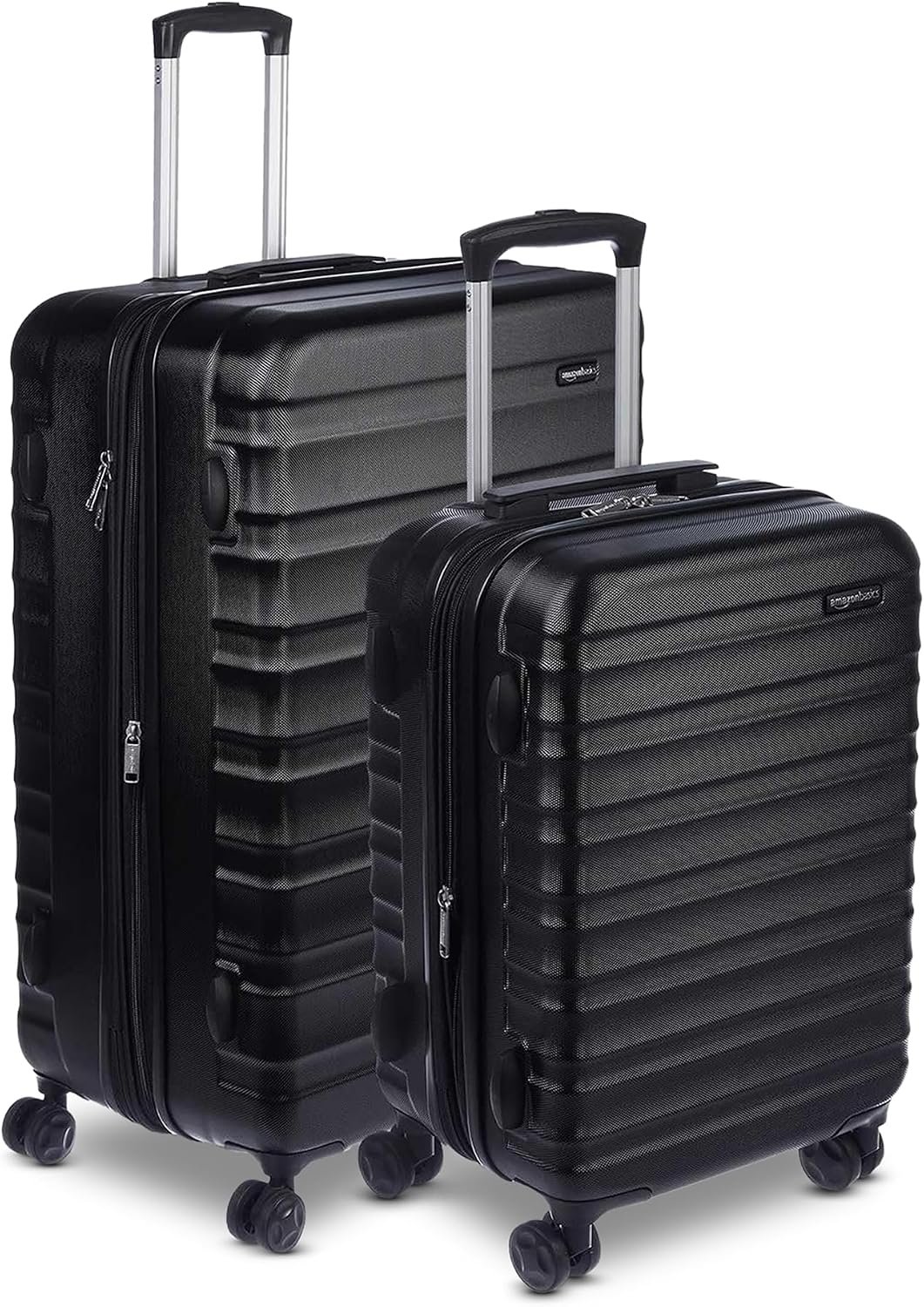 Amazon Basics 2-Piece Hardside Luggage Set (21" Carry-on, 30"), Expandable Suitcases with Spinner Wheels, Scratch-Resistant Surface, Black