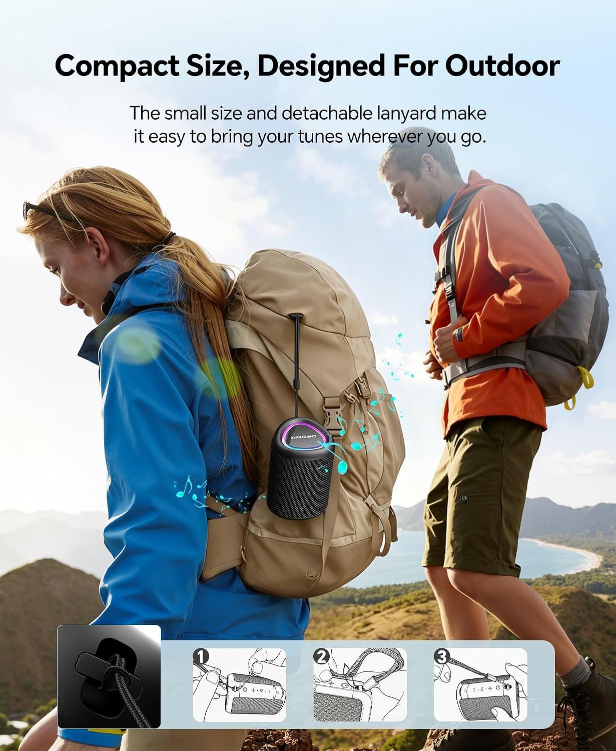 Portable Bluetooth Speaker Beach Essentials: IPX5 Waterproof for Outdoor/Powerful HD Sound/Dynamic Light/All Day Playtime/Wireless BT 5.3/TWS Pairing, Travel|Camping|Pool Accessorie, School Supplies | Powerful HD Sound,Dynamic Light,All Day Playtime,Wireless BT 5.3,TWS Pairing,Travel|Camping|Pool Accessorie,School Supplies - Image 4