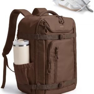 BAGSMART Travel Backpack for Women & Men, 17-Inch Laptop Carry on Backpack | 35L Airline Approved Personal Item Bag with Wet Pocket & Shoe Pouch, Large Side Pocket for 40oz Tumbler, Water-resistant