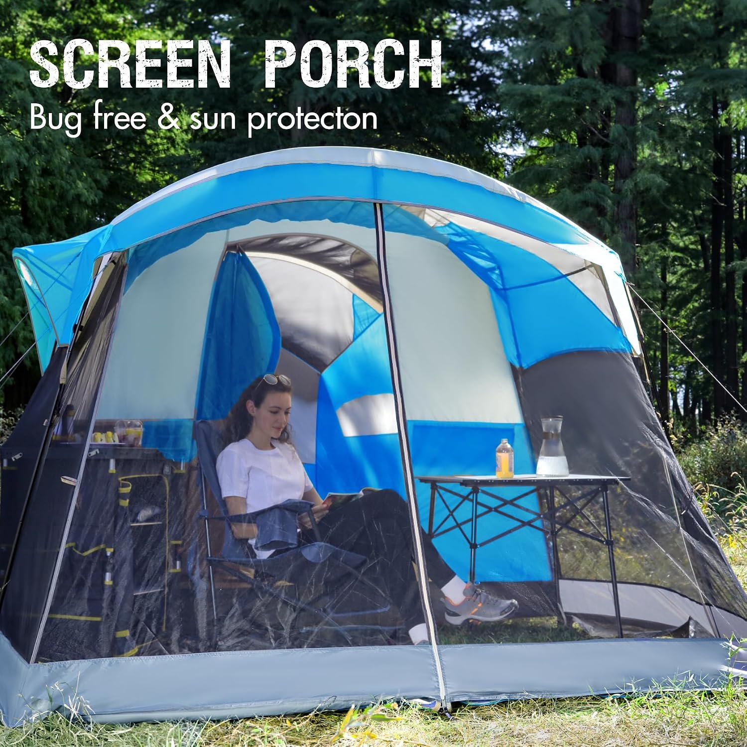 PORTAL 6/8/10 Person Family Camping Tent with Screen Room | Portable 8 Person Tent Outdoor Design; Durable Construction; Easy Setup & Storage - Image 3