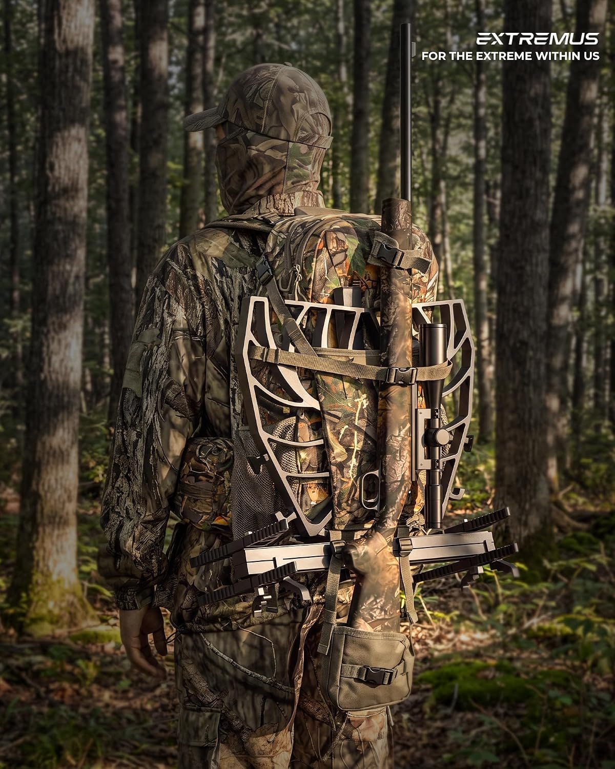 Extremus by KastKing Timber Trail Hunting Backpack for Men, Hunting Pack | Quiet Hunting Bag, Rifle Sling, Ammo Storage, Rain Cover Included, Hydration Compatible, Tree Stand & Climbing Stick Carry - Image 9