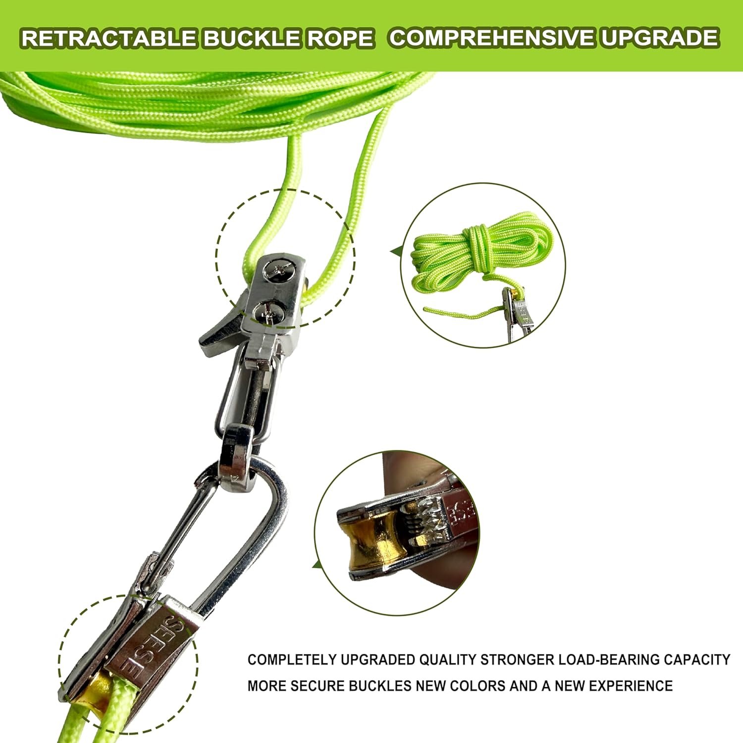 Rope Tightening Tool & Tensioner: Retractable Rope with Alloy Buckle for Outdoor Enthusiasts - Perfect for Camping Tent Building, Tarp Tie Downs, Hammock Installation & Outdoor Gear Securing - Image 3