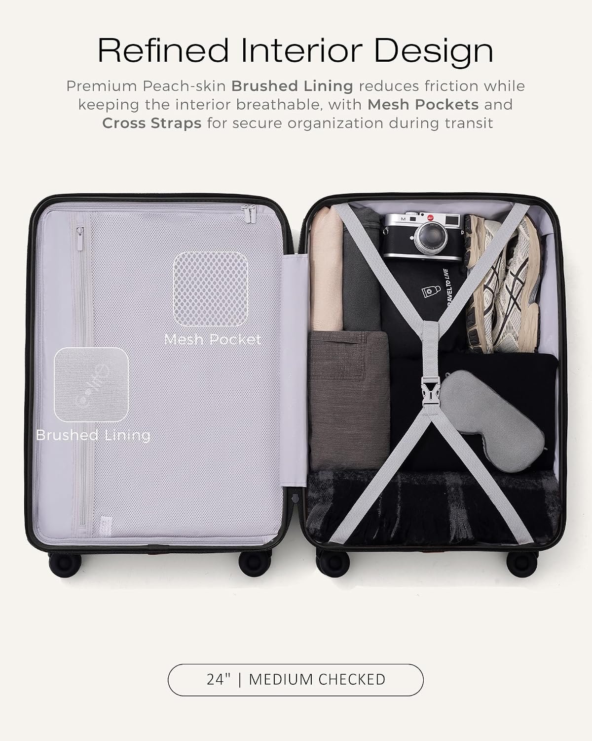 Coolife Luggage 3 Piece Set, Lightweight PC Hardside Suitcases, 20/24/28 | Expandable 20-Inch Carry-On, Dual Spinner Wheels, TSA-Approved Lock, Upgraded PC Hardshell, Durable Travel Suitcases - Image 6