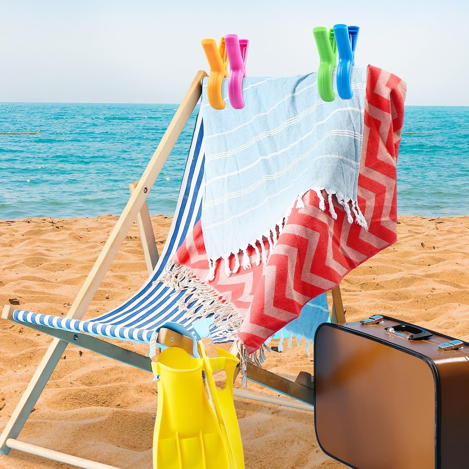 Large Beach Towel Clips for Beach Chairs, 8 Pcs Towel Holder for Beach Chair Pool Chair on Cruise, Jumbo Size Heavy Duty Clothes Pins, Beach Chair Clips to Beach Accessories Must Haves, 4 Colors - Image 4