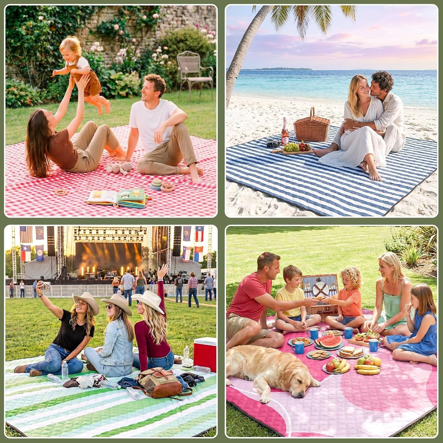 Genovega Waterproof Picnic Blanket Beach Outdoor Camping Mat Rug Extra Large Foldable Cute Big Travel Essential Accessories Gift Park Patio Lawn Garden Grass Play Music Festival Concert Must Have - Image 6