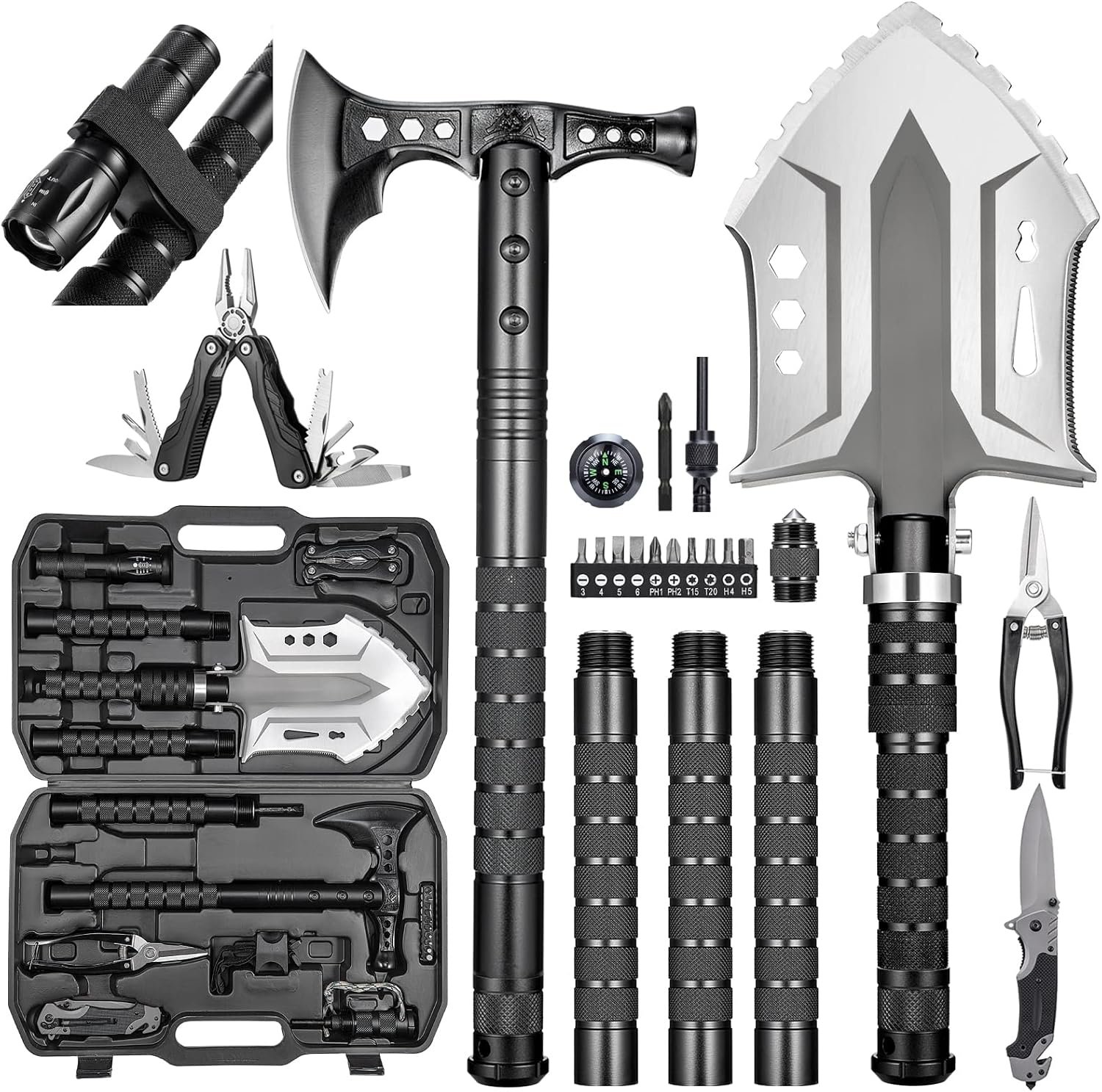 Camping Shovel Axe Outdoor Survival Shovel Set with High Carbon Steel | Camping Gear for Men Outdoor Camping Hiking Backpacking Emergency