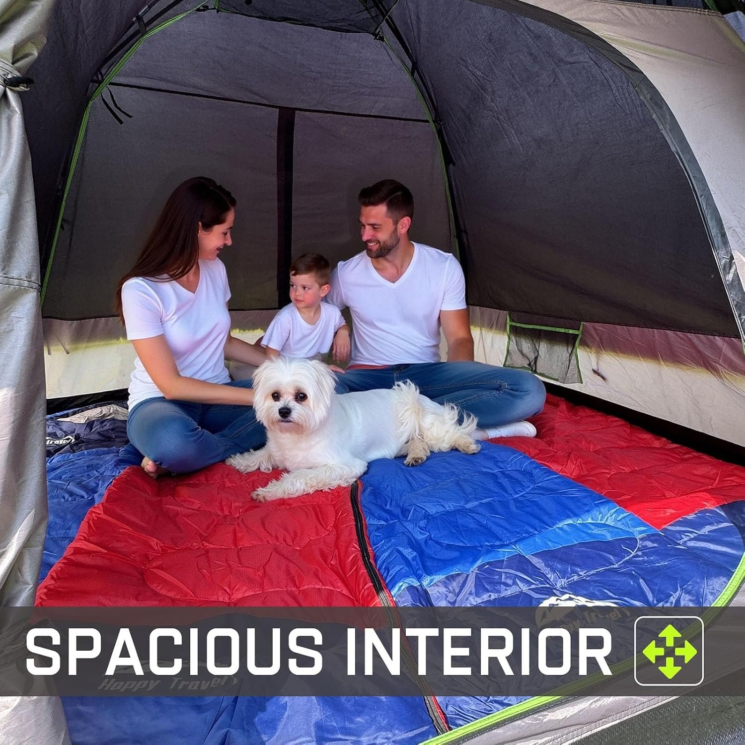 Happy Travel Camping Tent, 4/6 Person Dome Tents for Camping with Rainfly | Waterproof Clip Easy Setup Portable Family Tent with Mesh Windows, 20% More Headroom Backpacking Tents for Camping & Hiking - Image 3
