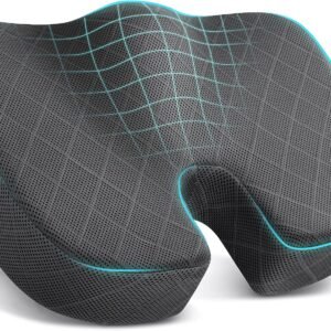 Seat Cushion - Memory Foam Sitting Pillow for Office Chair, Car Seat, Airplane, Bleacher - Sciatica & Hip & Coccyx Pain Relief Desk Chair Cushion for Long Sitting Office Workers, Car Drivers | for Car Seat, Airplane, Desk Chair - Sciatica & Hip & Coccyx Pain Relief Cushion for Long Sitting Office Workers, Car Drivers