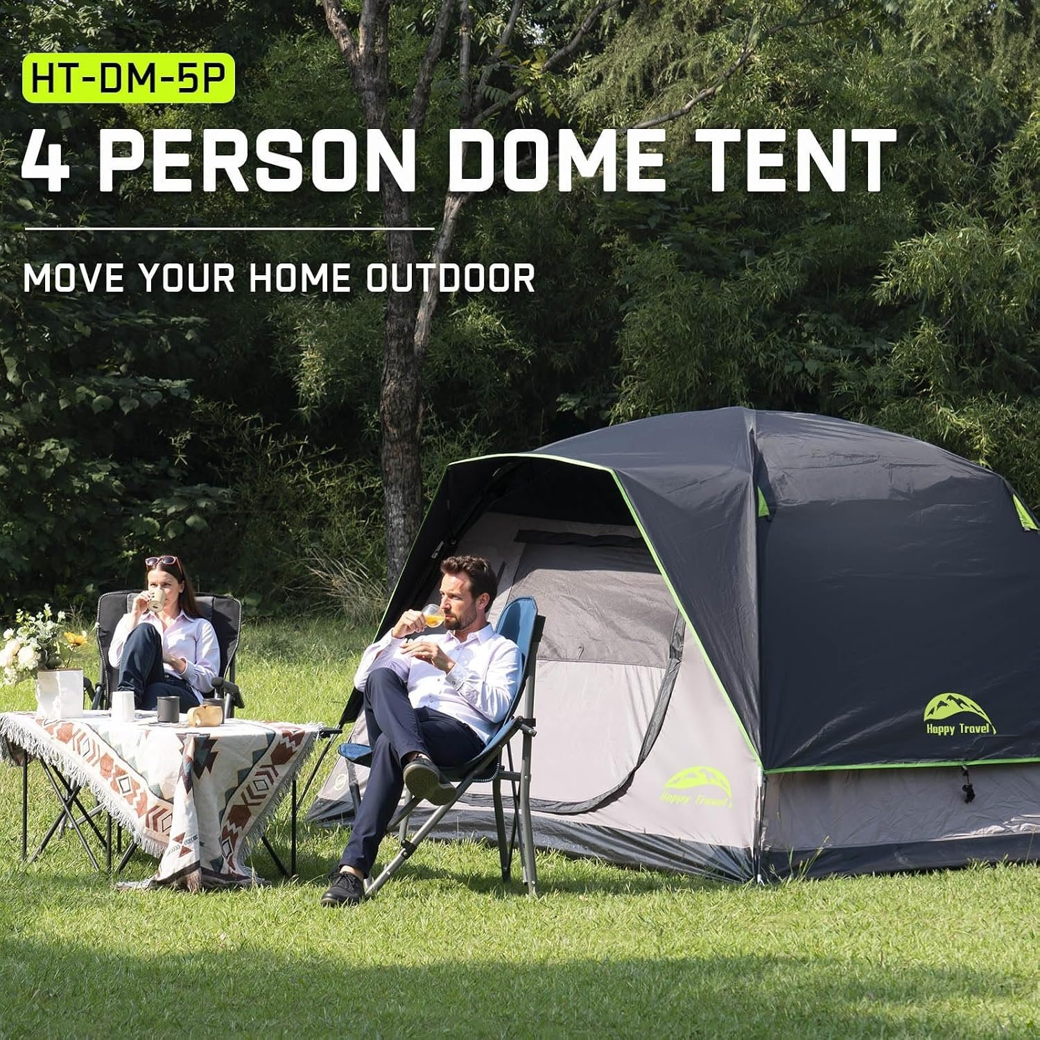 Happy Travel Camping Tent, 4/6 Person Dome Tents for Camping with Rainfly | Waterproof Clip Easy Setup Portable Family Tent with Mesh Windows, 20% More Headroom Backpacking Tents for Camping & Hiking - Image 7