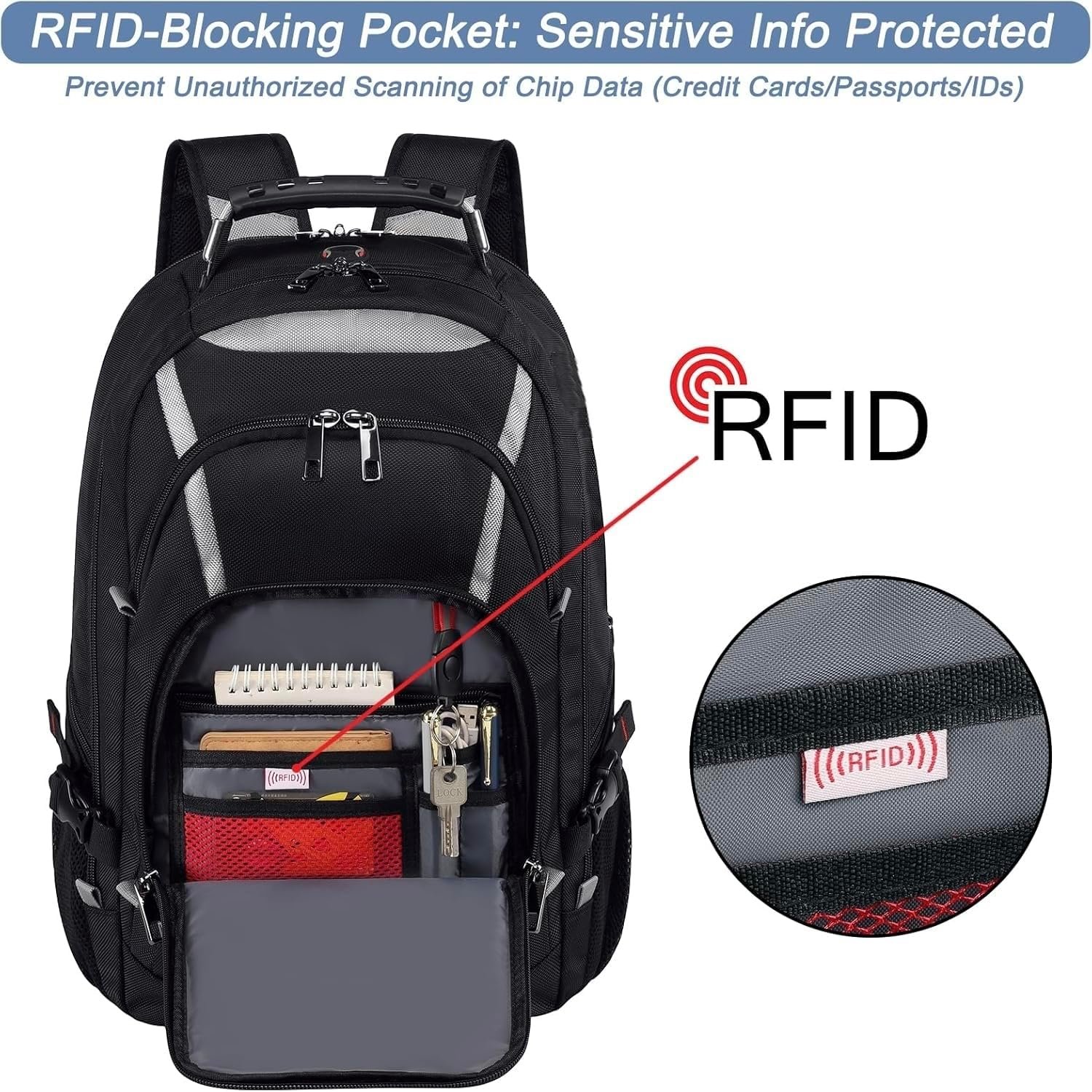 Extra Large Laptop Backpack, 17 inch Computer Backpack for Men Travel Work | TSA Flight Approved Travel Backpack for Men, RFID Business Computer Bag, Heavy Duty Water Resistant College Bookbag for Work - Image 4