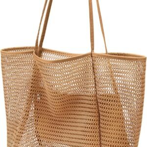KALIDI Beach Mesh Tote Bag, Casual MAX 23L Summer Foldable Hobo Bag Women | Sandproof Widen Strap Large Shoulder Bag For Lake Pool Vacation Travel Picnic Grocery Market Shopping Carrier