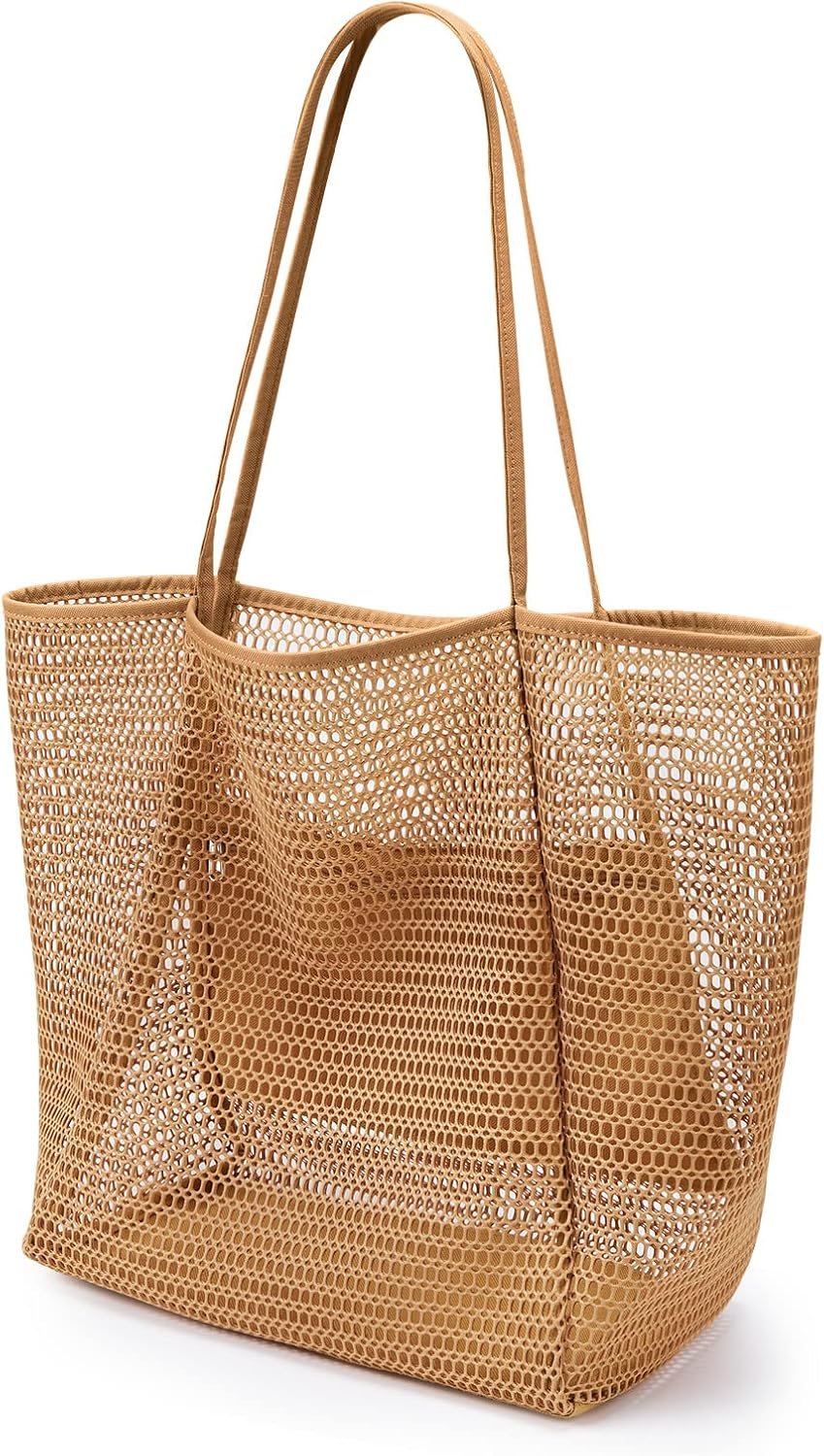 KALIDI Beach Mesh Tote Bag, Casual MAX 23L Summer Foldable Hobo Bag Women | Sandproof Widen Strap Large Shoulder Bag For Lake Pool Vacation Travel Picnic Grocery Market Shopping Carrier