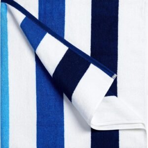 Bornbay Cotton Oversized Beach Towel - Extra Large 40"X70" Plush Thick Pool Towel, XL Fluffy Multi Blue Beach Towels Stripe Swimming Towel for Adults Mens Women