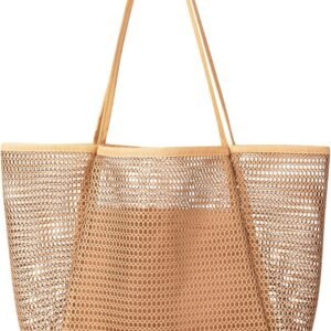 Iioscre Beach Bag for Women, Causal Hobo Handbags with Zipper Inner Pocket | Foldable Swim Tote Bag for Beach Vacation Essentials