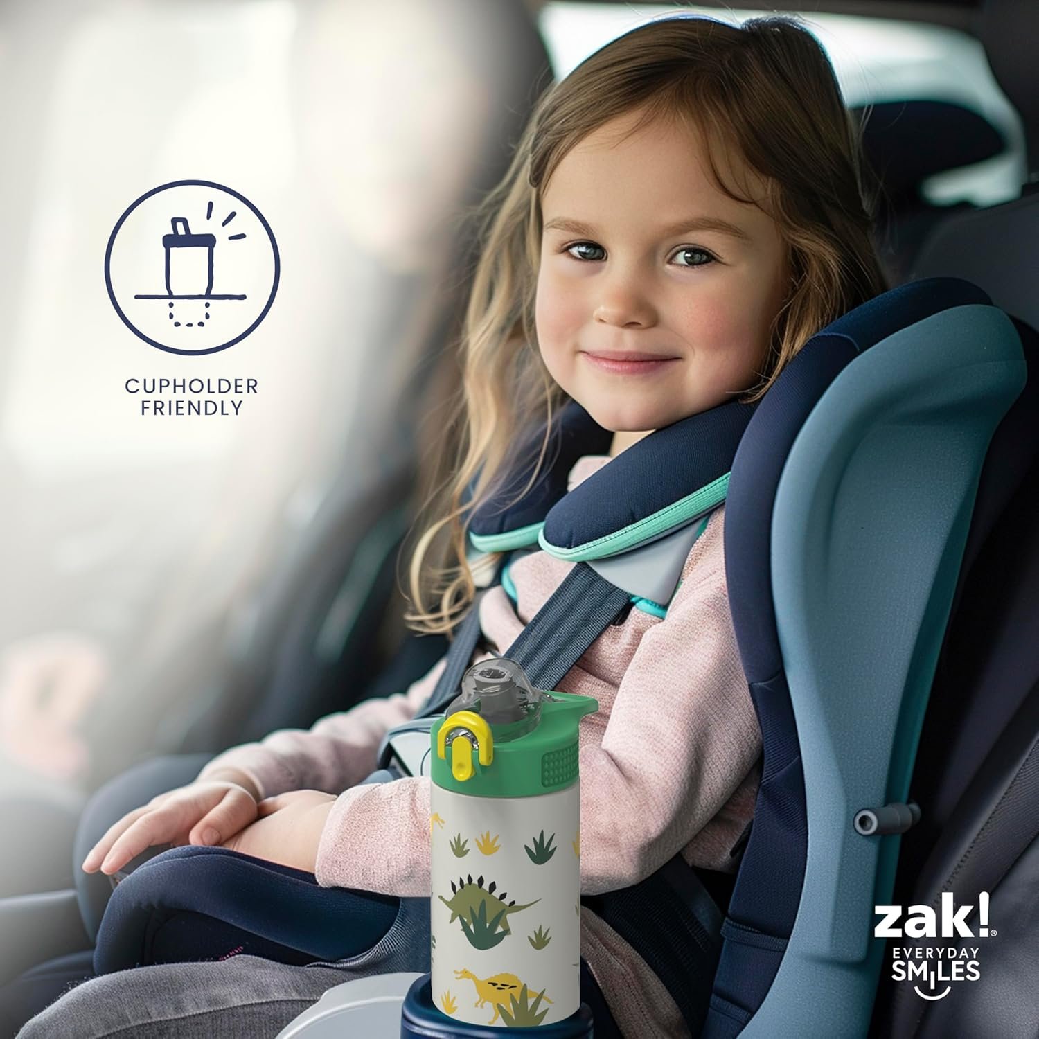 Zak Designs Disney Moana Sage 14oz Leak-Proof Straw Kids Water Bottle | BPA Free, Insulated Stainless Steel, Cupholder Friendly, Dishwasher Safe, Easy to Clean, Lid Lock, For School, Home, Travel - Image 9