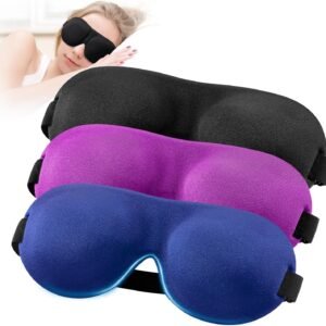 YIVIEW Sleep Mask for Back and Side Sleeper 3 Pack, 100% Blackout Eye Mask | 3D Zero Eye Pressure, Night Blindfold for Women Men, Lightweight & Breathable Soft Sleeping Eye Cover, Travel Nap Essentials