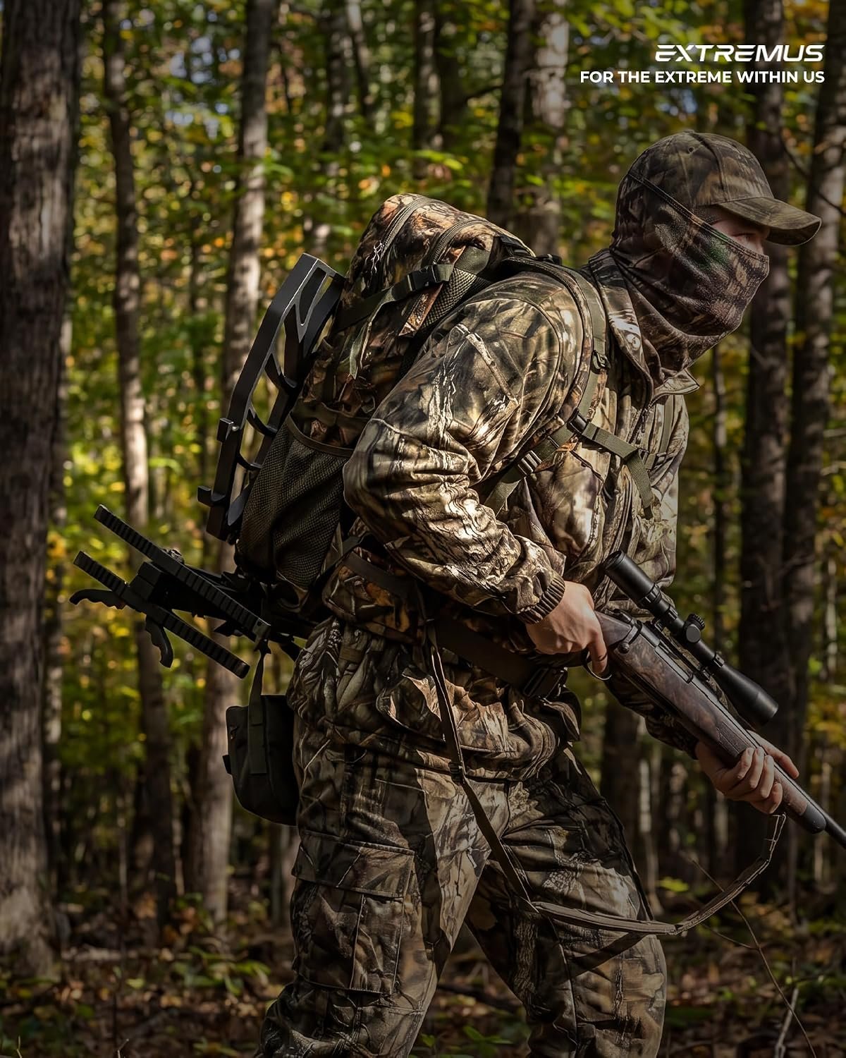 Extremus by KastKing Timber Trail Hunting Backpack for Men, Hunting Pack | Quiet Hunting Bag, Rifle Sling, Ammo Storage, Rain Cover Included, Hydration Compatible, Tree Stand & Climbing Stick Carry - Image 8