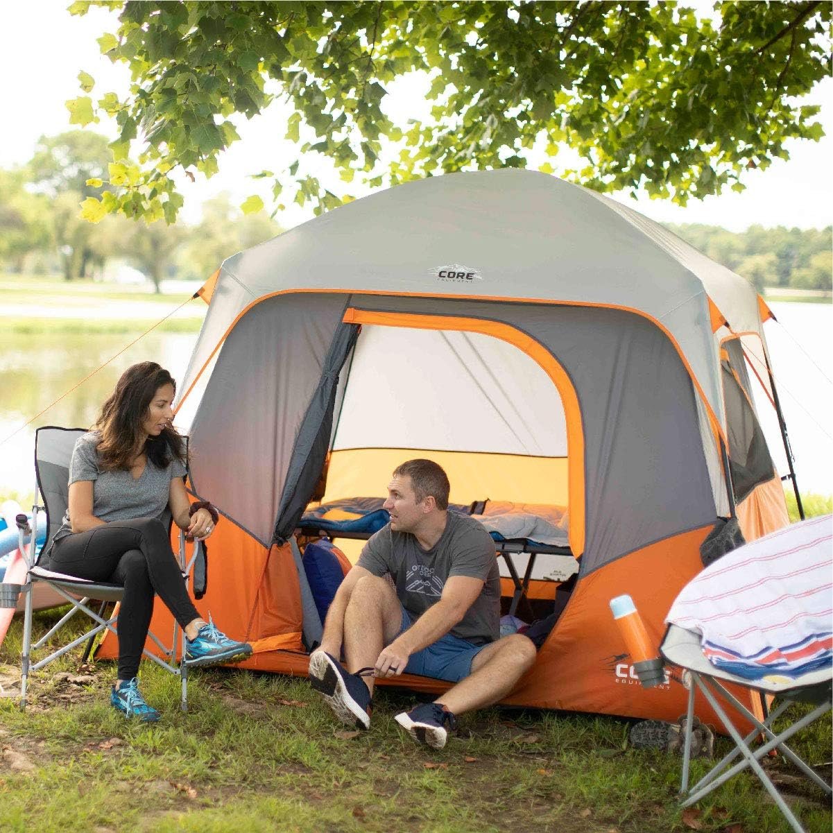 CORE Tent for Family Camping | 4 Person & 6 Person Portable Camp Tent with Carry Bag for Outdoor Car Camping | Included Gear Loft Organizer for Camp Accessories - Image 3