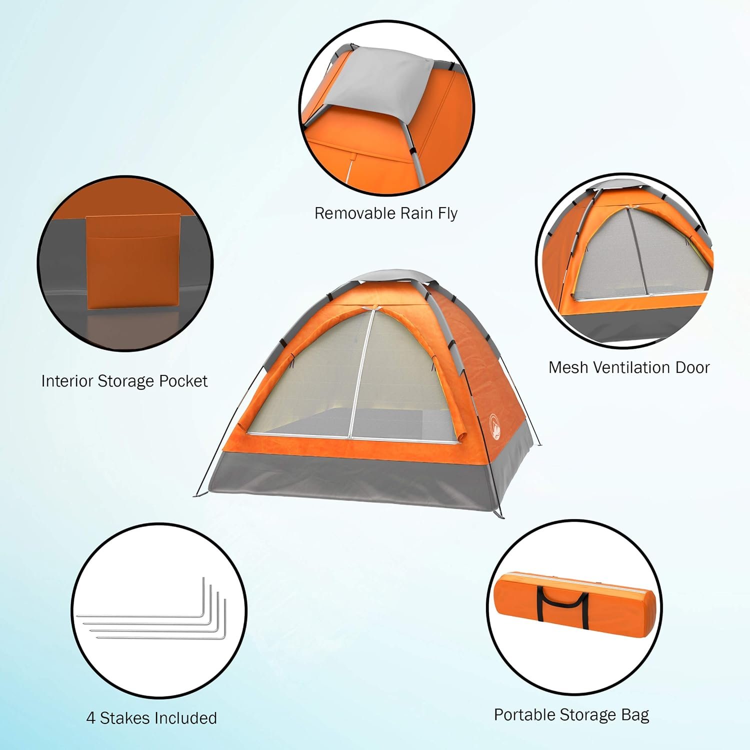 2 Person Camping Tent with Rain Fly and Carrying Bag – Lightweight Outdoor Pop Up Tents for Camping Essentials, Music Festivals, Backpacking, Hiking, or Beach Shelter by Wakeman Outdoors - Image 7