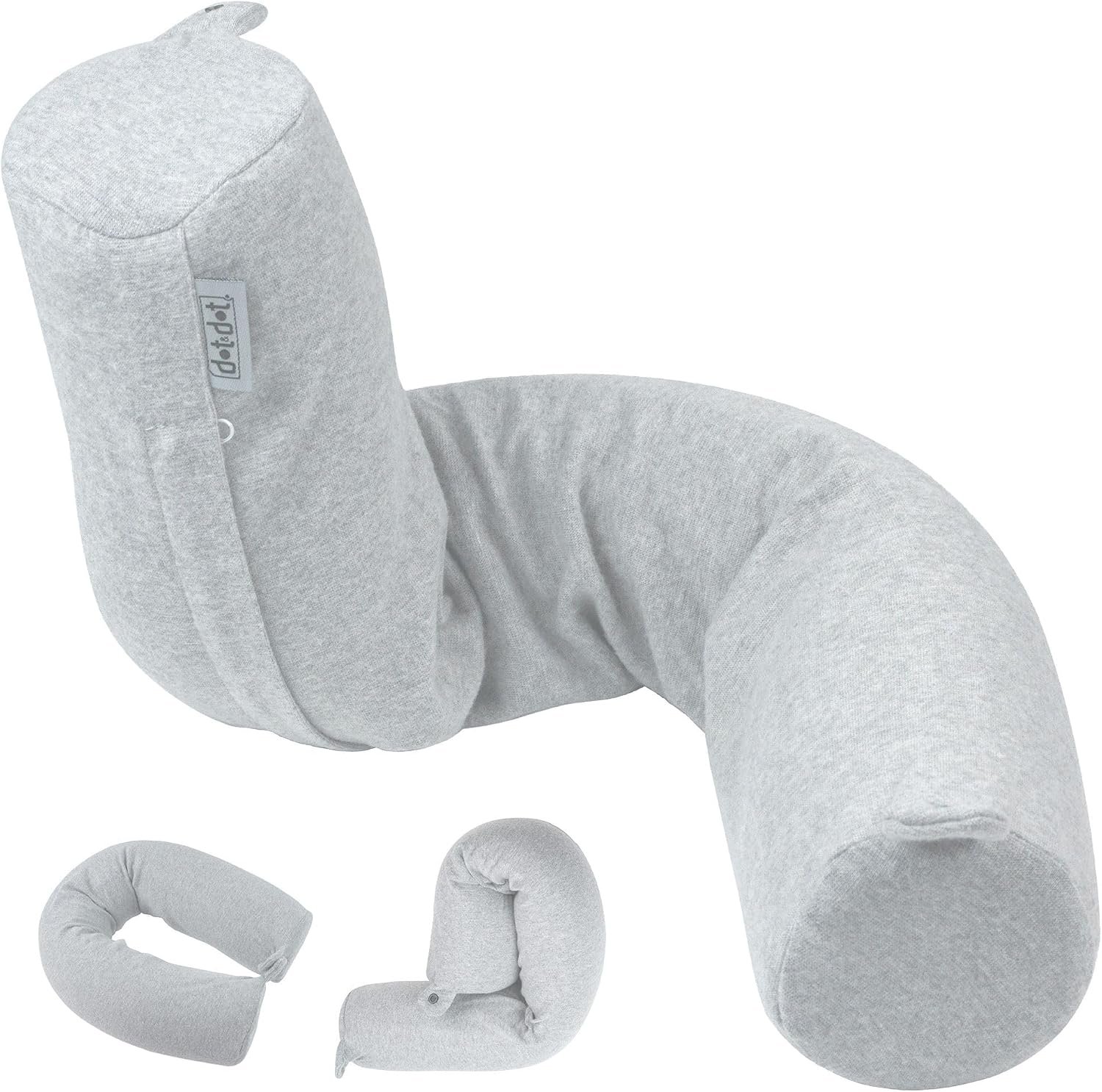 Dot&Dot Twist Memory Foam Travel Pillow, Bendable Neck Pillow for Airplane, Car and Home, 26-Inch Adjustable Roll with Washable Cotton Cover, Gray - Image 9