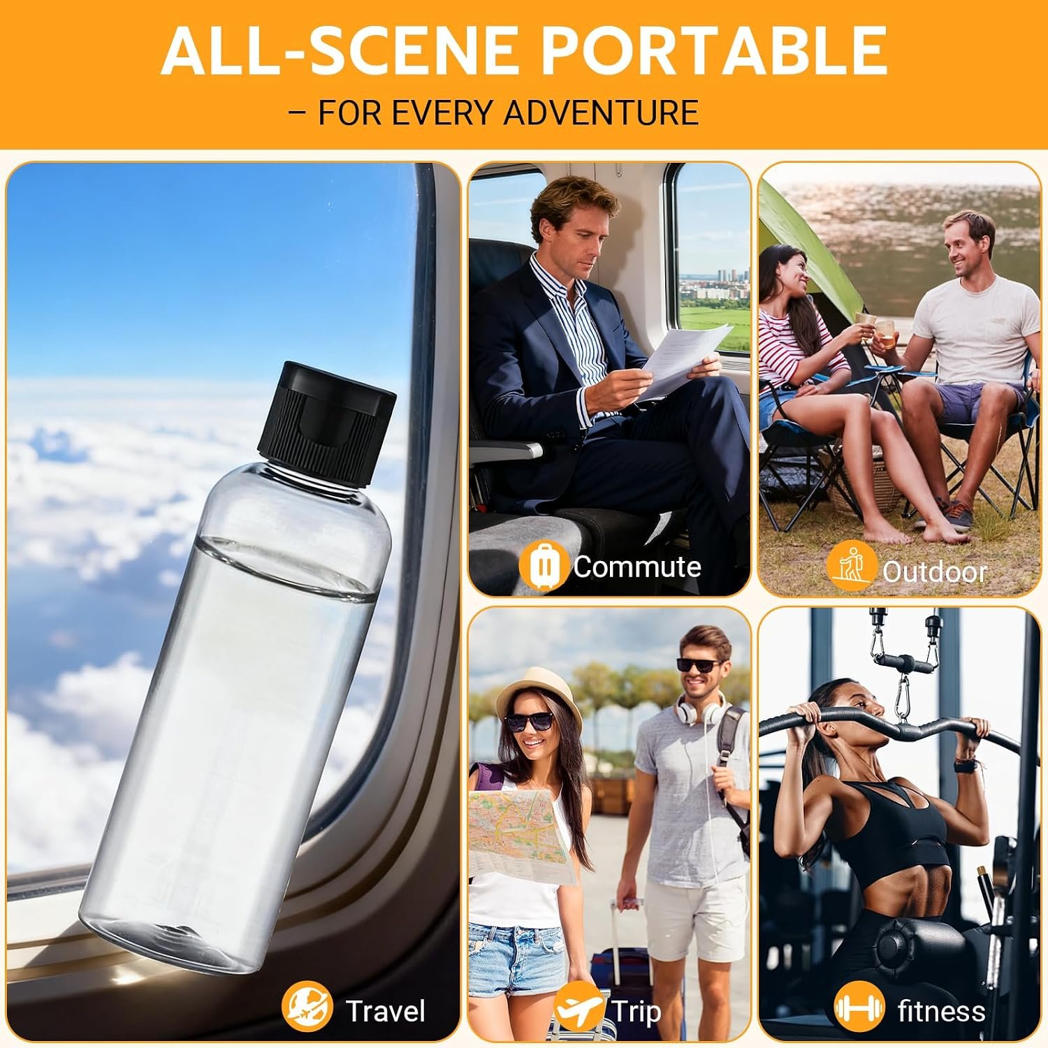 5 Pack 3.4 oz Travel Bottles for Toiletries, TSA Approved Leak Proof Refillable Travel Size Containers, Clear Plastic Shampoo Bottles for Lotion Conditioner - Image 7