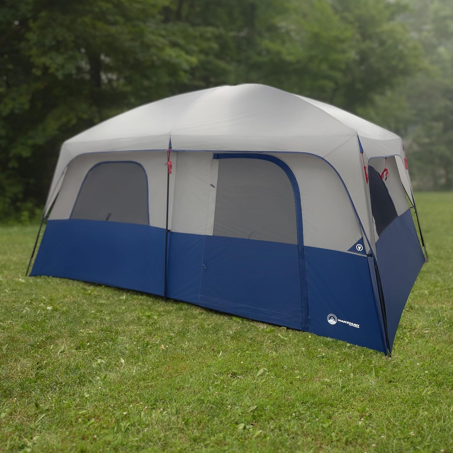 Wakeman Outdoors 10 Person Camping Tent with Rainfly, Navy | Large Outdoor Tent with Room Divider - Fits 4 Queen Size Mattresses - Family Camping House with 2 Doors and 4 Screen Windows - Image 2