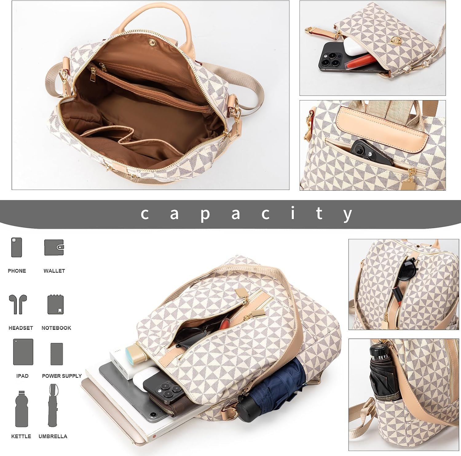 Womens Backpack Purse Leather Anti-theft Large Fashion Designer Travel Backpack Bag Men's Backpack Shoulder Bags - Image 5