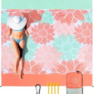 HIHOHO Waterproof Sandproof Beach Blanket Mat for 1-8 Adults, Quick Drying | Extra Large Sand Mat Blanket for Beach Picnic Travel Camping Hiking Festival, Beach Vacation Accessories Must have