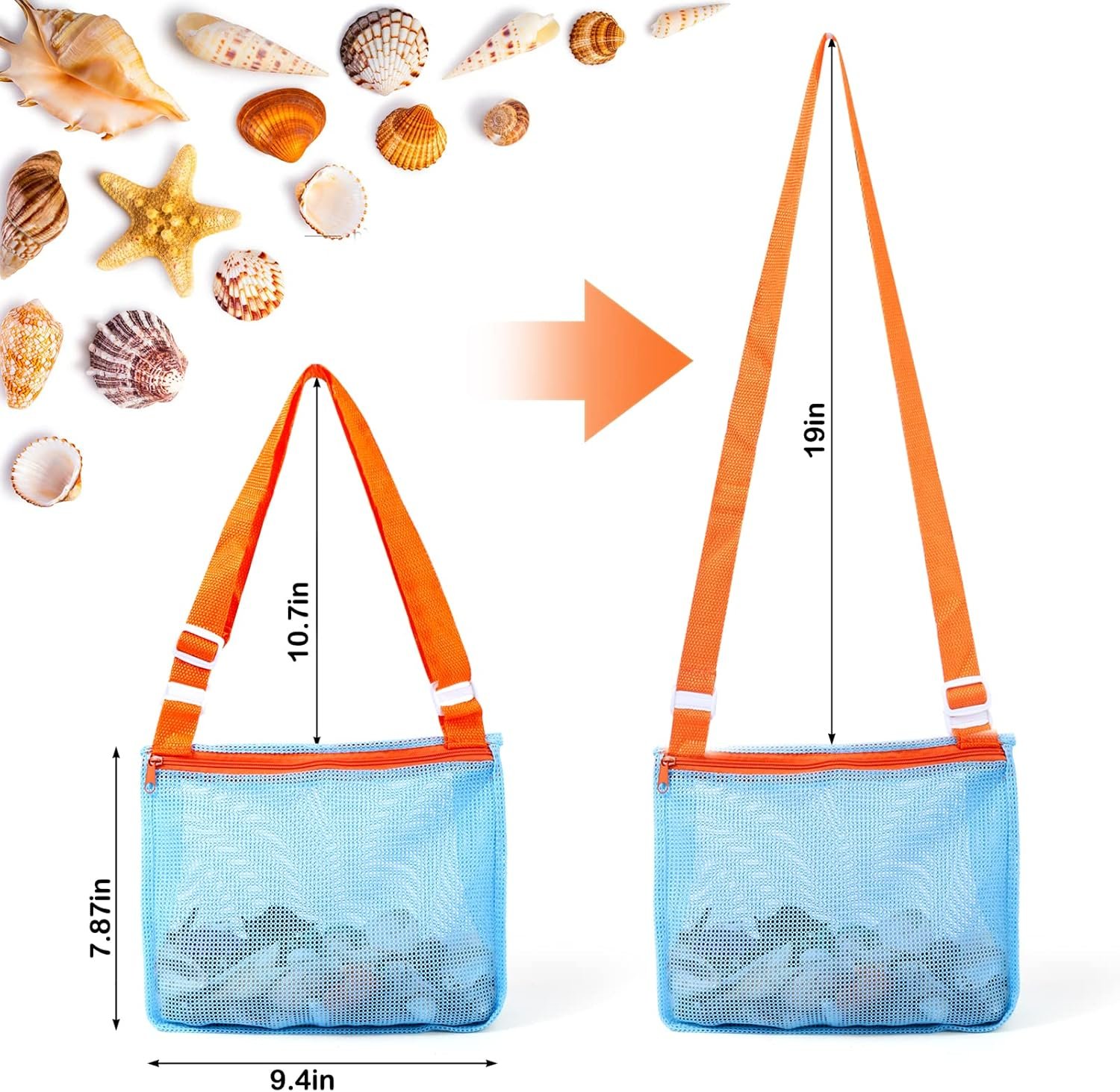 Vodolo Beach Mesh Shovel with Mesh Beach Bag for Shell Collecting, Kids Filter Sand Scooper for Picking Up Shells, Shark Tooth Sifter Dipper for Boys and Girls, Toy - Image 5