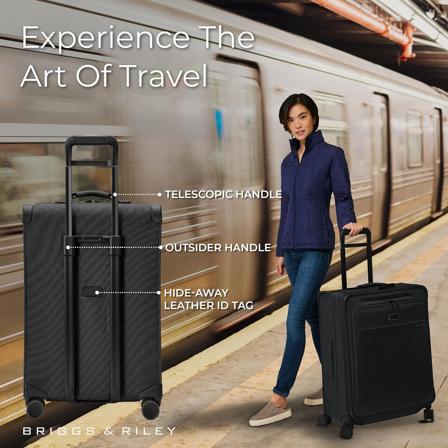 Briggs & Riley 26" Medium Expandable Spinner - Checked Luggage for Travel, Suitcases with Wheels, Softside Rolling Bag for Men & Women, Self-Repairing Zipper - Baseline Collection, Black - Image 5