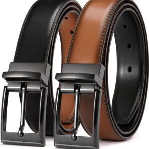 CHAOREN Reversible Belt Men 1 Piece - 1.25" Leather Dress Belt | 1 Belt, 2 Colors, Double-Sided Reversible, Premium Genuine Leather, Trim to Fit