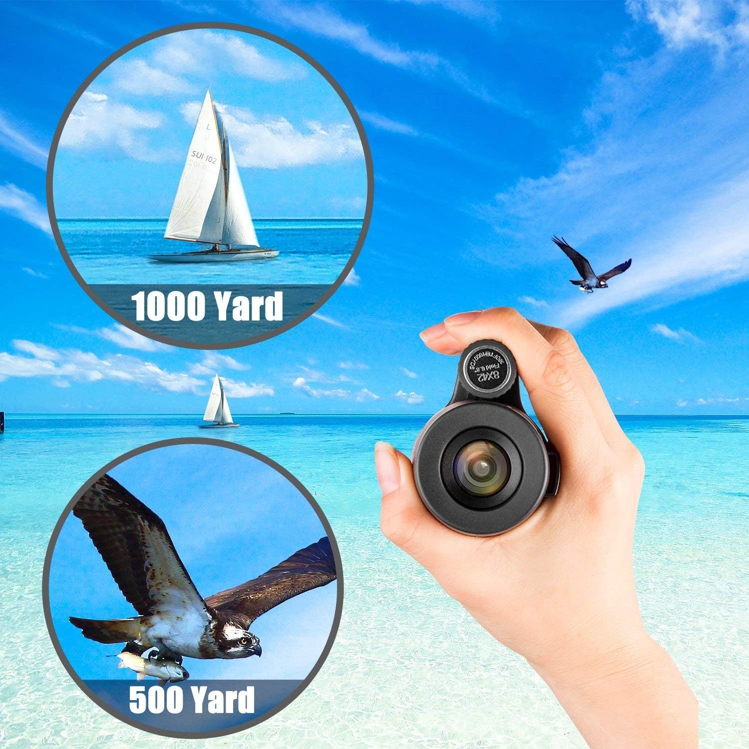 Monocular Telescope High Power 8x42 Monoculars Scope Compact Waterproof Fogproof Shockproof with Hand Strap for Adults Kids Bird Watching Hunting Camping Hiking Travling Wildlife Secenery - Image 4