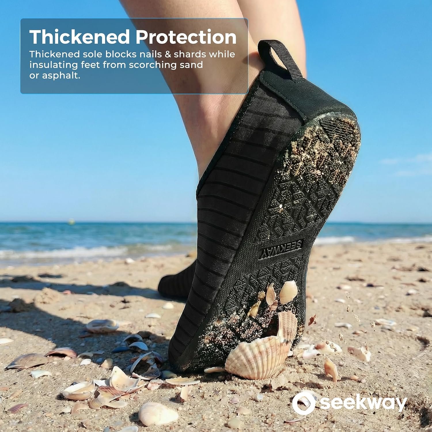 SEEKWAY Water Shoes Women Men Adult Quick-Dry Aqua Socks Barefoot Non Slip for Beach Swim River Pool Lake surf Black SK002(U) - Image 3