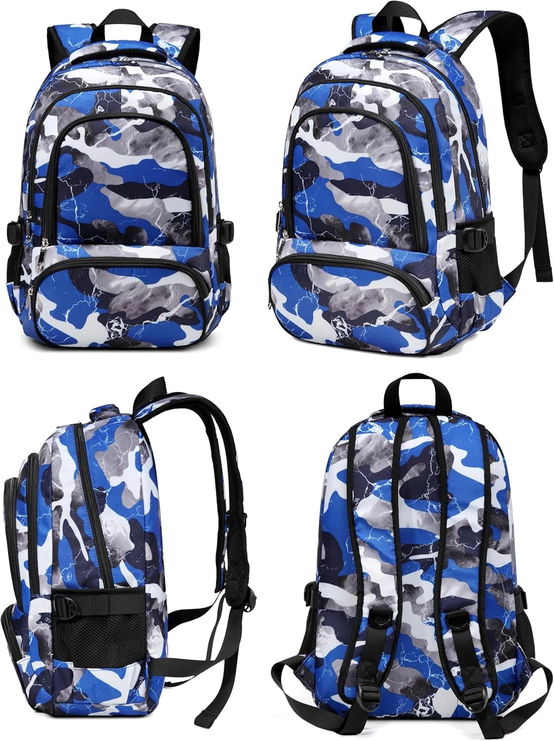 Kids Backpack for Boys Elementary Book Bags Primary Middle School Bookbags for Childs Water Resistant Back to School Gifts Son Mochila Escolares para Niños Aged 8-10 17 Inch Camo Blue - Image 7