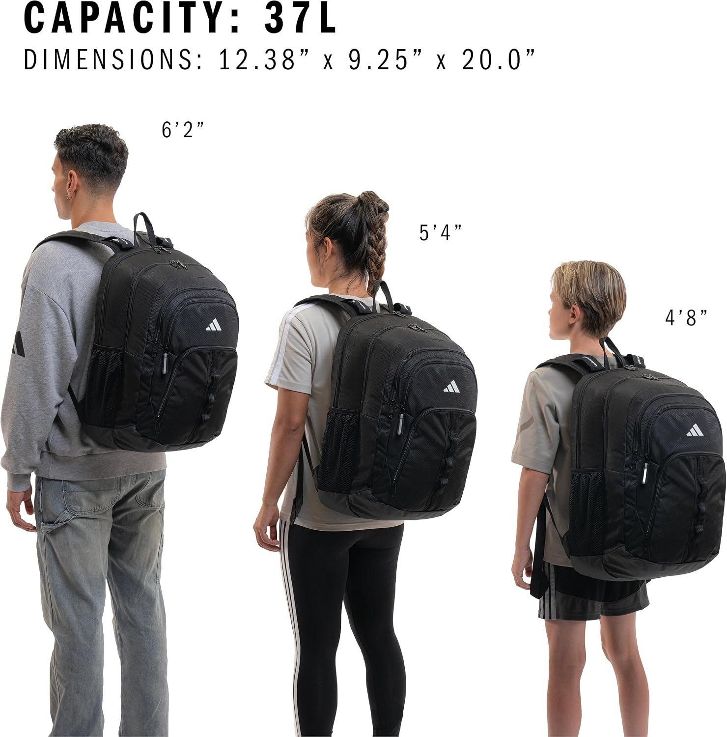 adidas Prime School Backpack 37L | Padded 17-In. Laptop Sleeve, Water-Bottle Pockets, LoadSpring Carry, Rolls With Your Suitcase, School Gym & Travel Ready - Image 7