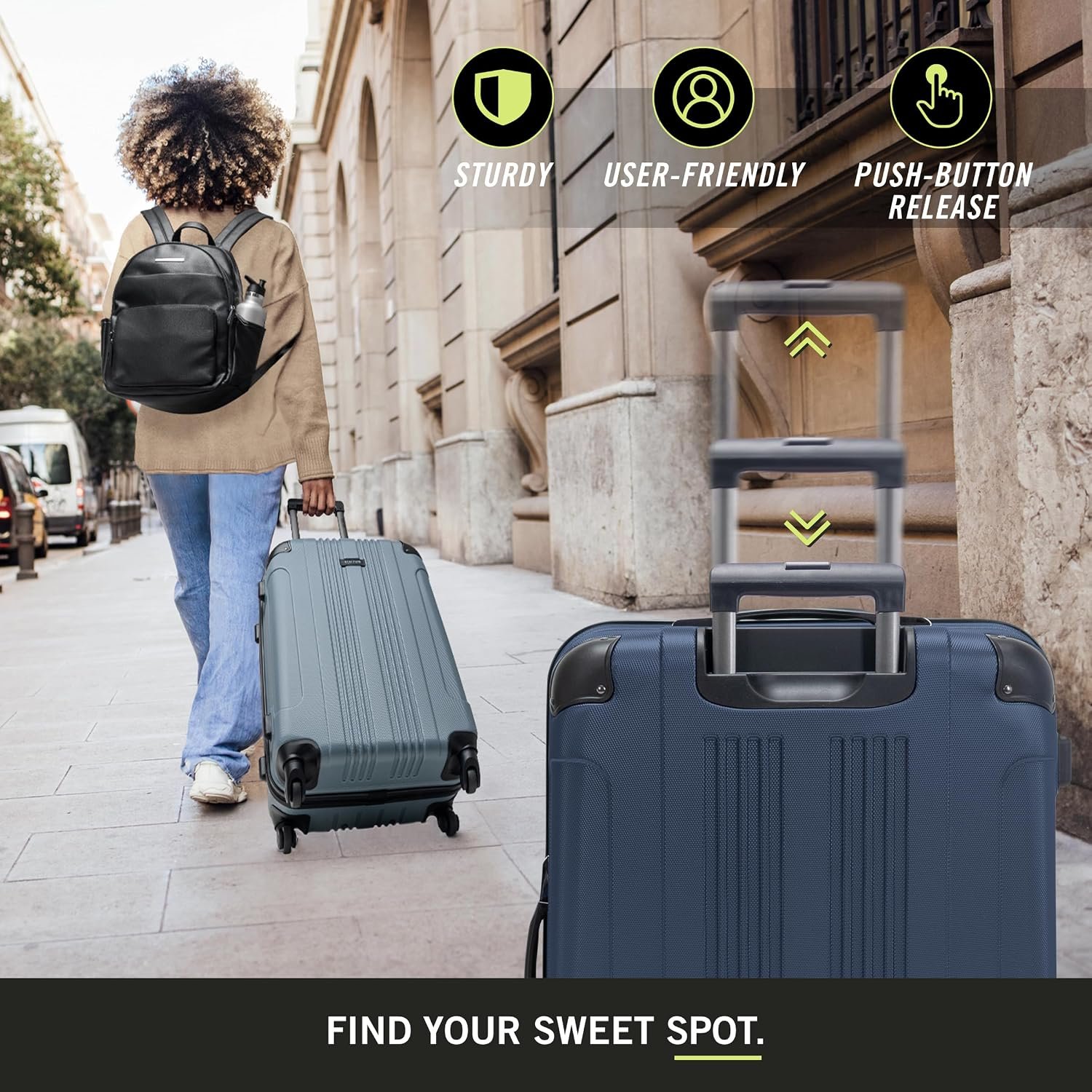 Kenneth Cole REACTION Out of Bounds Lightweight Hardshell 4-Wheel Spinner Luggage, Naval, 28-Inch Checked - Image 3