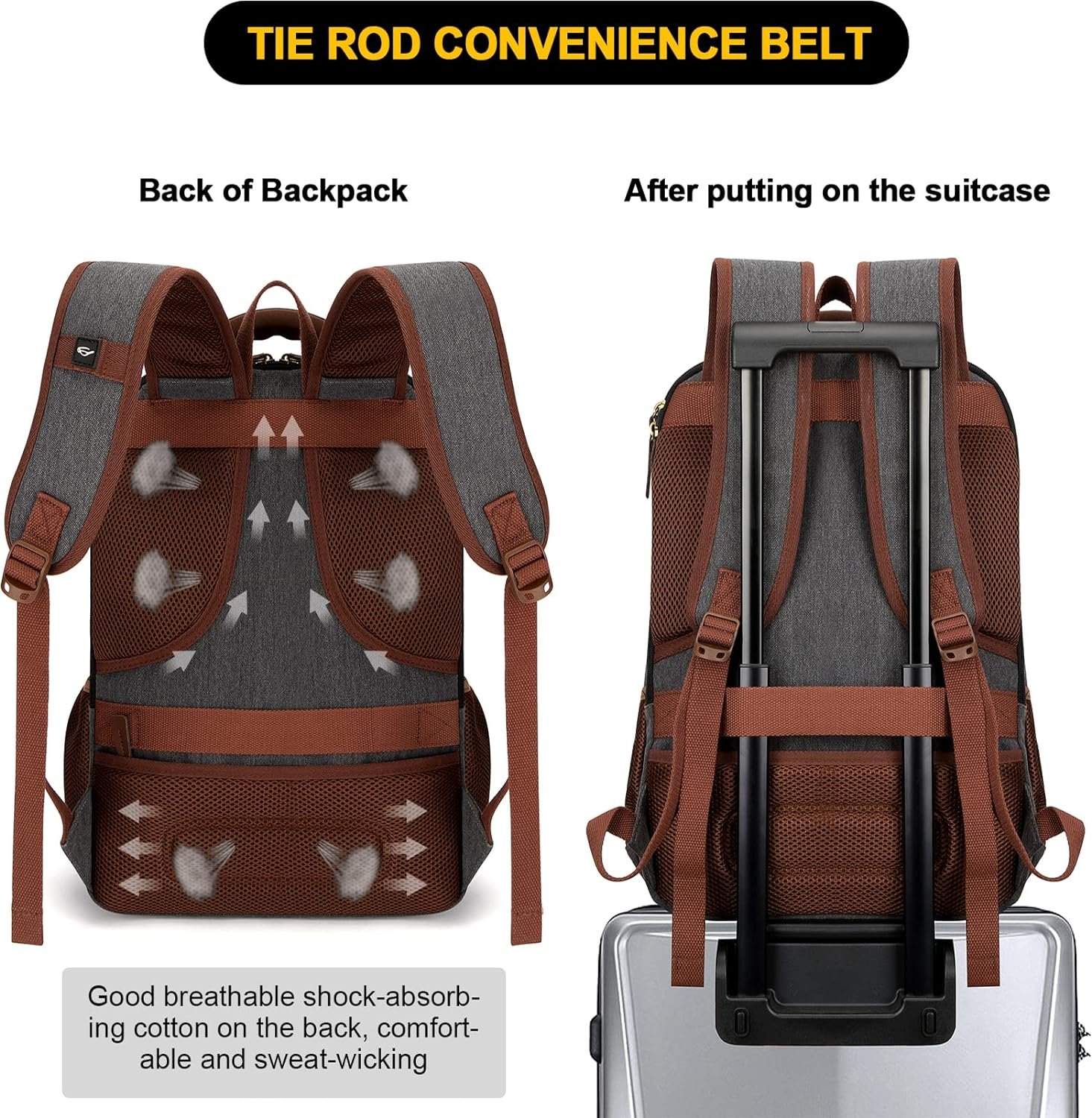 Tzowla Canvas Laptop Backpack, Bag for Men Women | Travel Work Rucksack Fits 15.6 Inch Laptop, Large Capacity Bookbag(Dark Grey) - Image 4