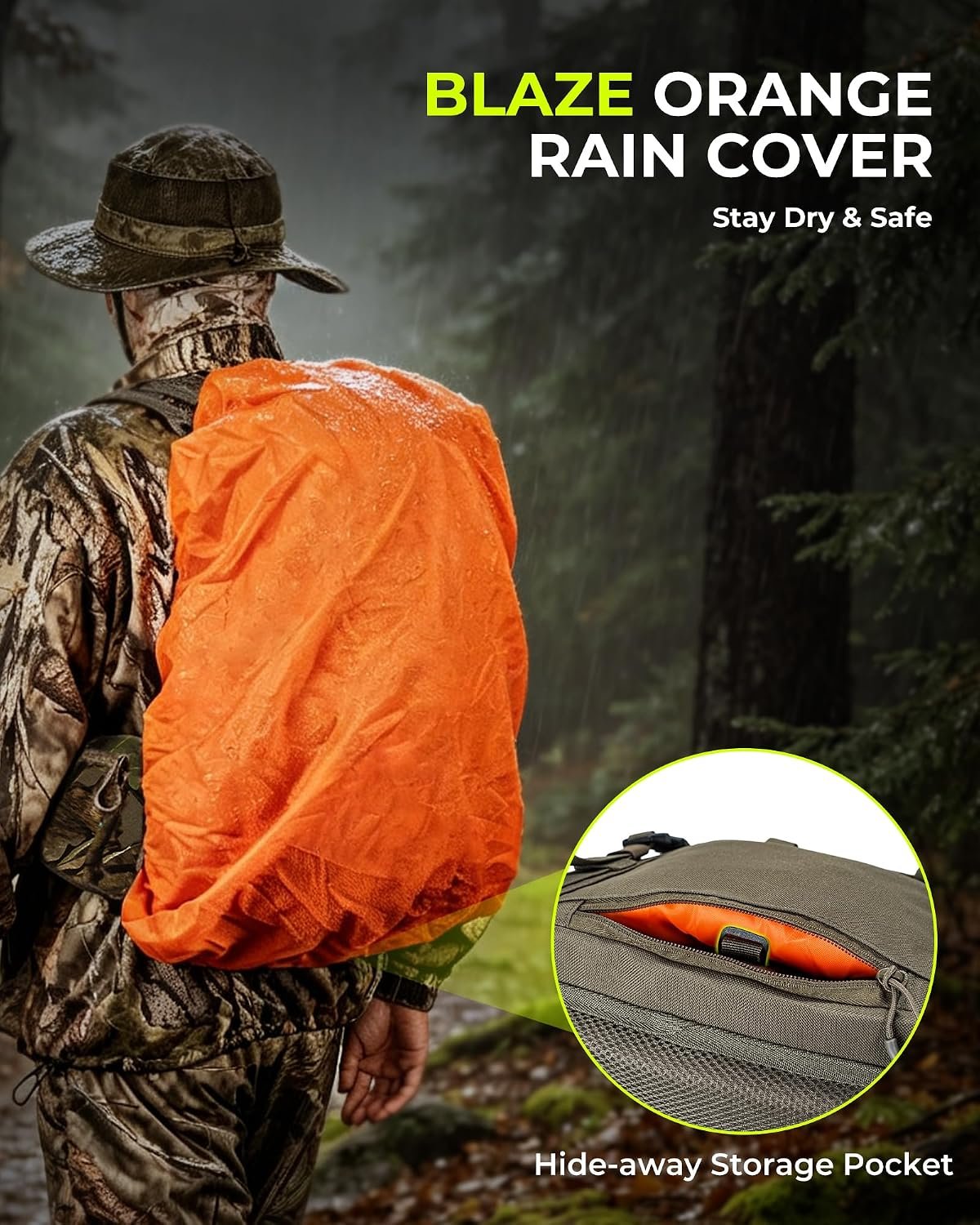 Extremus by KastKing Timber Trail Hunting Backpack for Men, Hunting Pack | Quiet Hunting Bag, Rifle Sling, Ammo Storage, Rain Cover Included, Hydration Compatible, Tree Stand & Climbing Stick Carry - Image 7