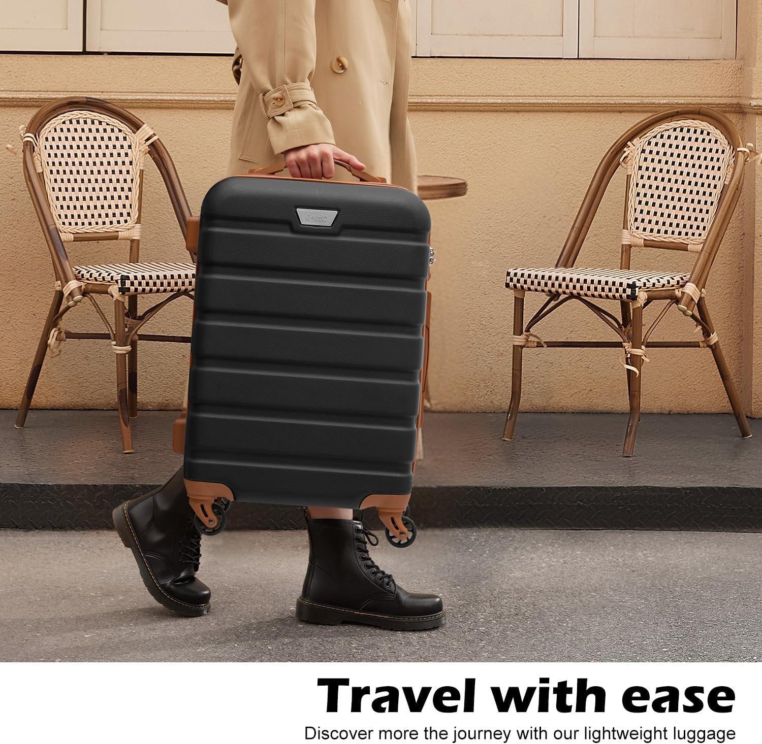 Coolife Luggage Set, Lightweight Durable Hardshell, 3 piece, Apricot Navy | suitcase set with 360° Spinner Wheels, TSA-approved Lock, Checked Family Travel, 20/24/28 Inch - Image 6