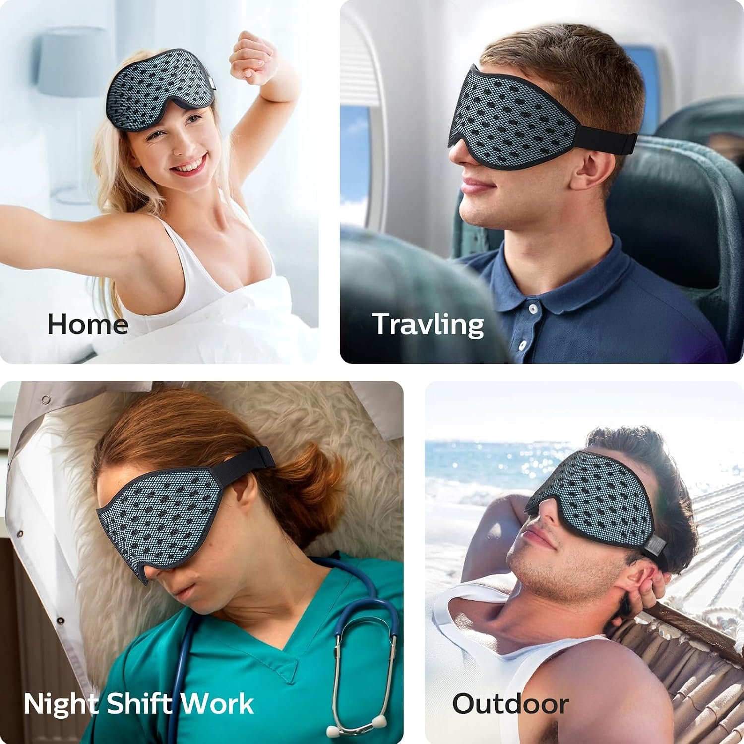 LitBear Breathable Sleep Mask, 3D Eye Mask Sleep for Side Sleeper Women Men | Light Blocking Sleeping Mask with Adjustable Strap, Soft Lightweight Eye Cover for Travel, Night Work, Nap -Ice Blue - Image 7