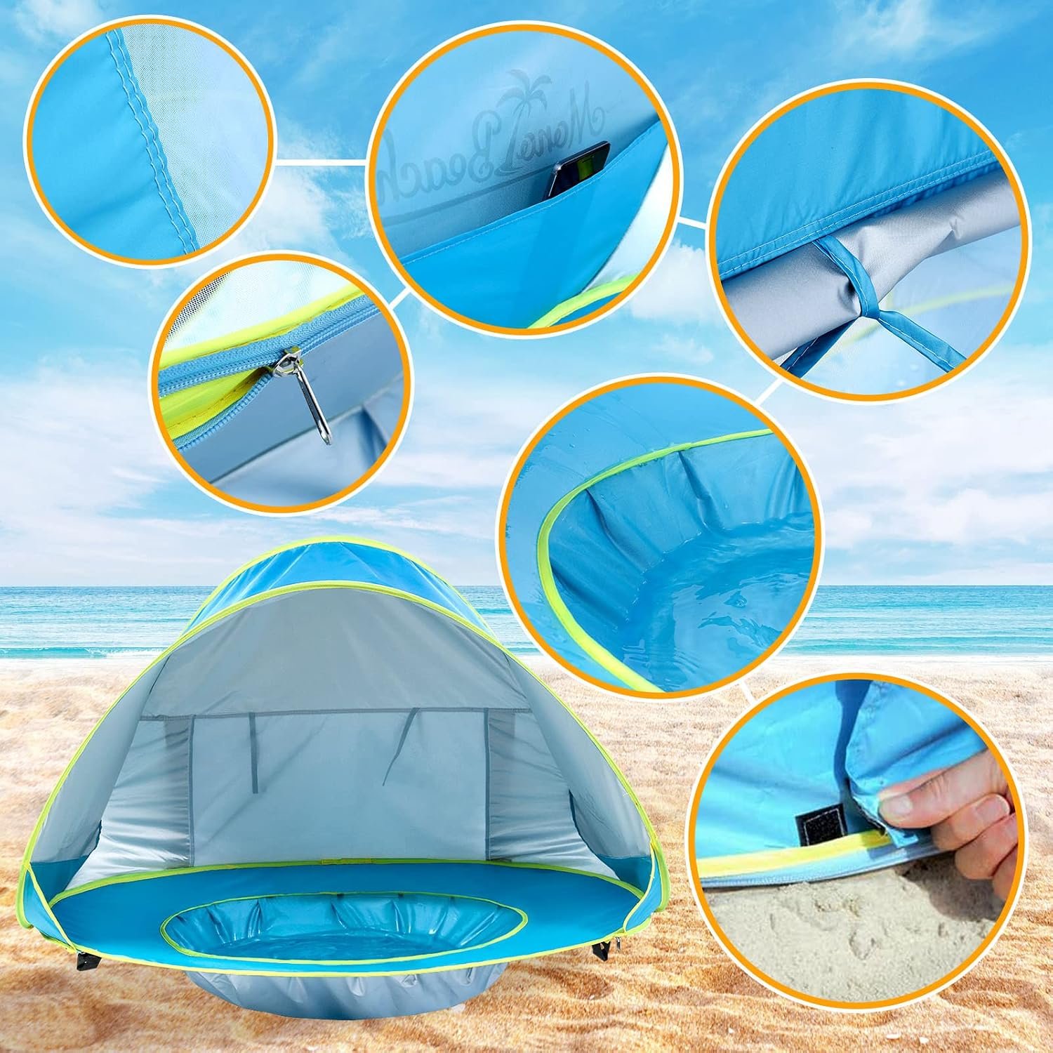 Baby Beach Tent Pop Up Portable Shade Pool UV Protection Sun Shelter for Infant - Image 6