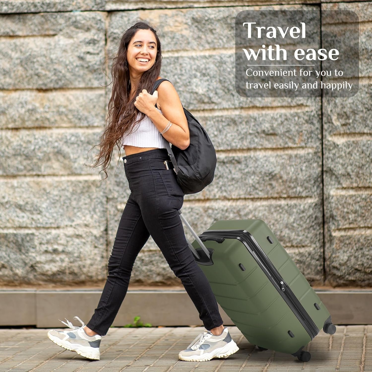 OLIXIS 20 Inch Carry-On Luggage, Hardside Suitcase with Spinner Wheels, Lightweight ABS Hard Shell Travel Luggage, TSA Approved Lock, Expandable Small Suitcase for Business & Travel–Olive Green - Image 2