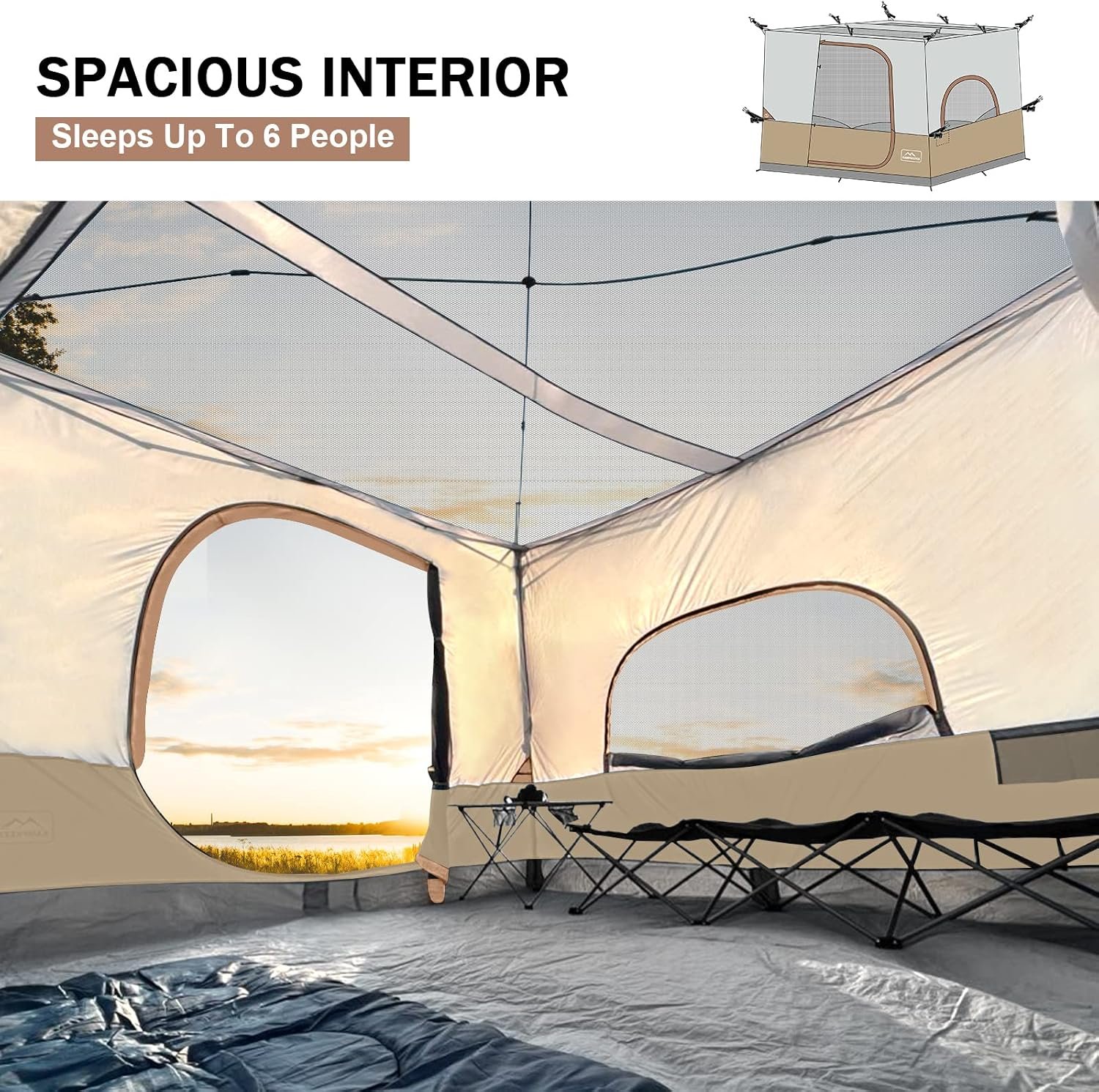 Camping Inner Tent for Pop Up Canopy–Vented Roof(Top & Frame NOT Included) | Converts 10'x10' Straight Leg Canopy into Camping Tent–Fully Vented Roof - Image 5