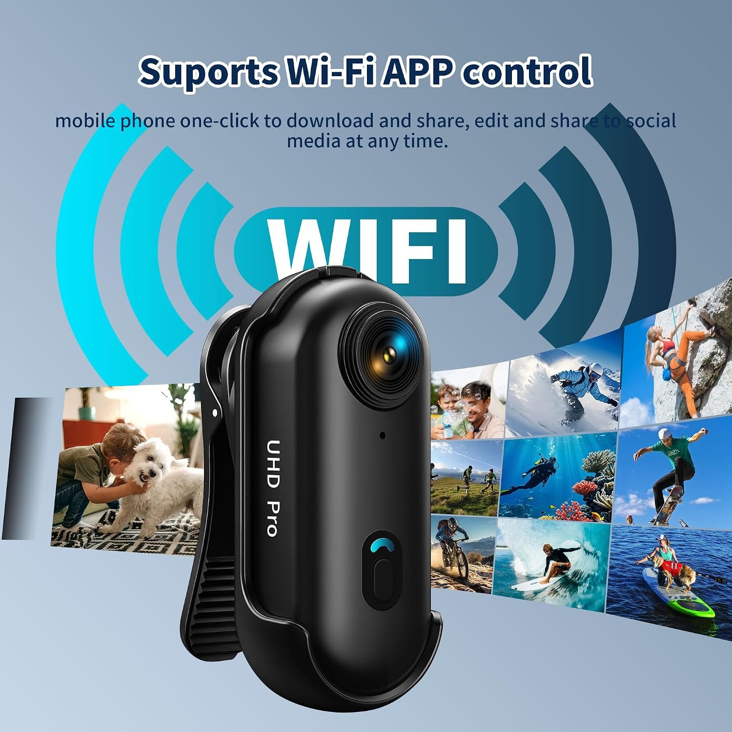 4K Thumb Action Camera with Memory Card Mini Body Camera WiFi Magnetic Clip Wearable Hands-Free Recording POV Camera Waterproof case Mount Anywhere for Sports Vlogging Cycling (DarK Black, 128, GB) - Image 3